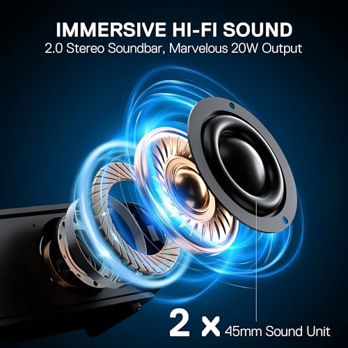 Redragon GS821 Computer Soundbar - Hi-Fi Stereo PC Lautsprecher mit BT 5.3, Optischer/HDMI ARC/AUX/USB Anschluss, 3 EQ Modi, Inklusive Fernbedienung, Gaming Lautsprecher für PC, Laptop und Tablet – Bild 3