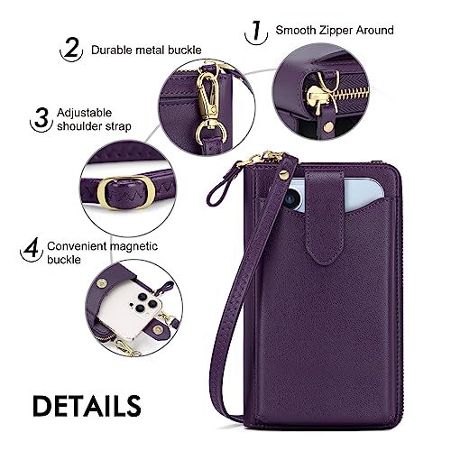 Image of Peacocktion RFID Crossbody Wallet Purse for Women Small Travel Cell Phone Purses Trendy Vegan Leather Bags with Card Slots