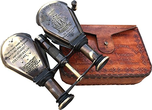 Classic Marine Spy Glass Antique London 1857 R & J Beck Brass Binocular Collectibles Landing of Columbus Brass Vintage Binocular Monocular Antique Style Telescope Spyglass Folding Gift