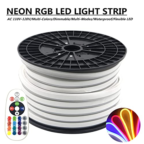 Mektov Neon Rgb Led Strip Light, Ac 110V/Multi-Colors/Dimmable/Multi-Modes/Waterproof/Flexible Led Rope Light With Remote (131.2Ft/40M, Rgb) #TOP7