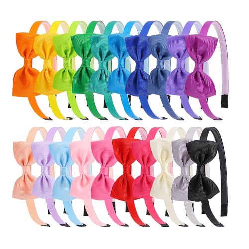 XIMA 20pcs Cute Bow Headbands for Toddler Girls Stylish & Comfy 2-4 Years Adorable Head Loop for Little Girls 1-6 Years Diademas Para Nias Hairbands with Bows Perfect Kids Hair Accessories