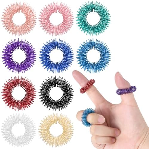 24 Pack Sensory Fidget Rings - Silent Finger Stress Relief Toys For Adults & Kids, Random Colors