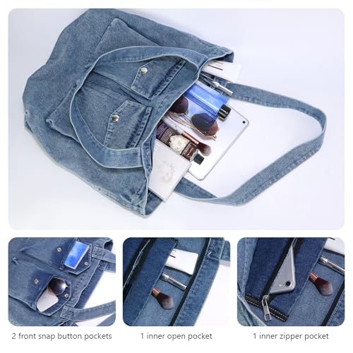 Bolso Tote grande de mezclilla para mujer miniatura 5