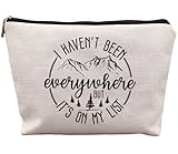 uinwk World Traveler Makeup Bag,Travelers Gift,Adventure Makeup Bag,Gifts For Women Who Like To Travel,I Haven't Been Everywhere But It's On My List