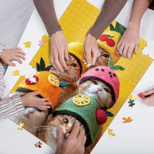Rompecabezas de 500 piezas tamaño grande para adultos, adolescentes y niños familia juegos felices fiesta de gatos [Piezas más grandes] miniatura 4