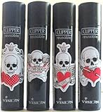 Clipper Lighter 4 Pack (Love Skulls)