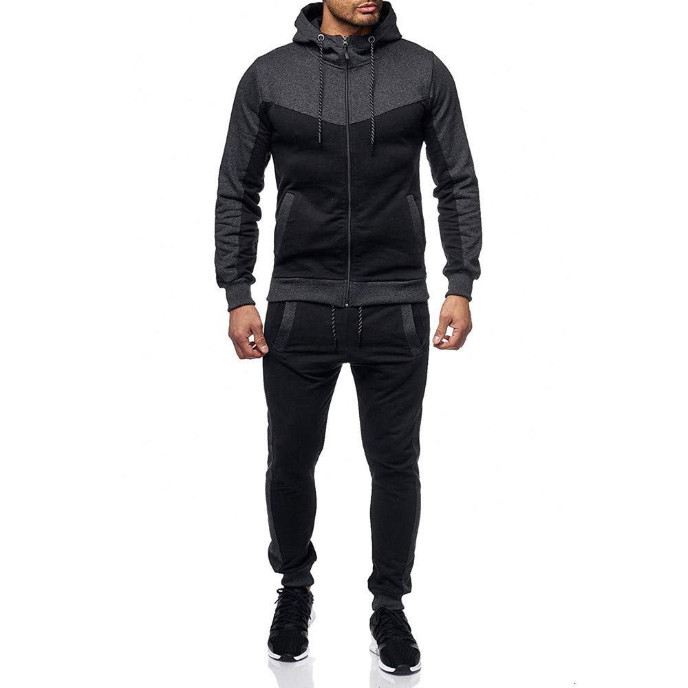 Marine Royal Track Suits for Men Set Full Zip Sweatsuit Outdoor Jogging Men Tracksuits