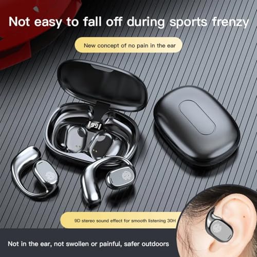 Image of JS272 OWS Open Ear TWS Earbuds | 50 Hrs of Playtime | Bluetooth v5.4 with AI-ENC | Skin Friendly Ear Hook | Environmental Awareness | 45ms Low Latency Gaming | IPX5 Water Resistant (Beige)