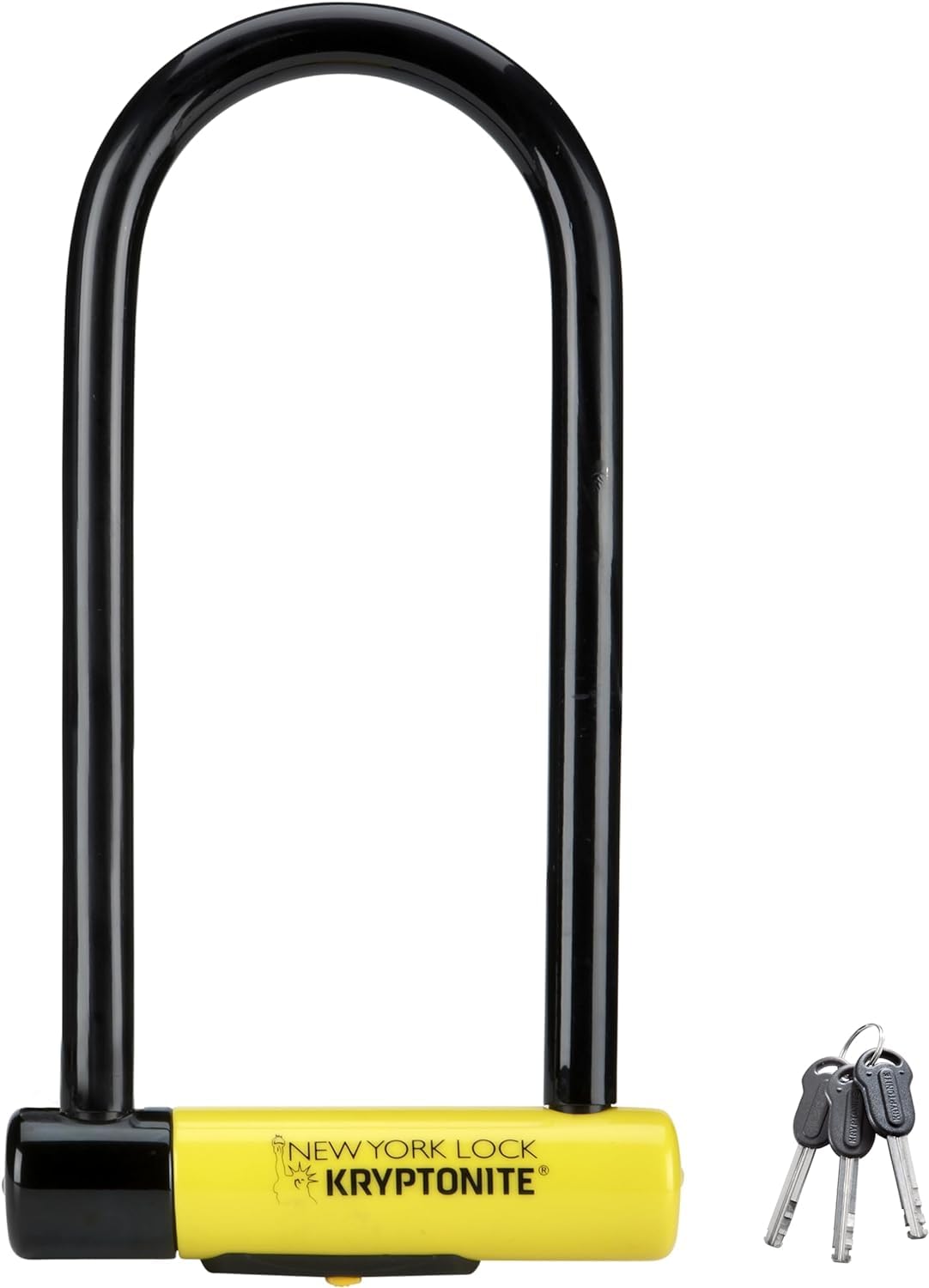 Kryptonite New York LS Fahrradschloss, robust, U-Form, unisex, SperrenSchloss, GK002161, gelb, Long Shackle & Bügelschlosshalter Flex Frame Schlosshalterung, Schwarz, 25 mm x 80 mm