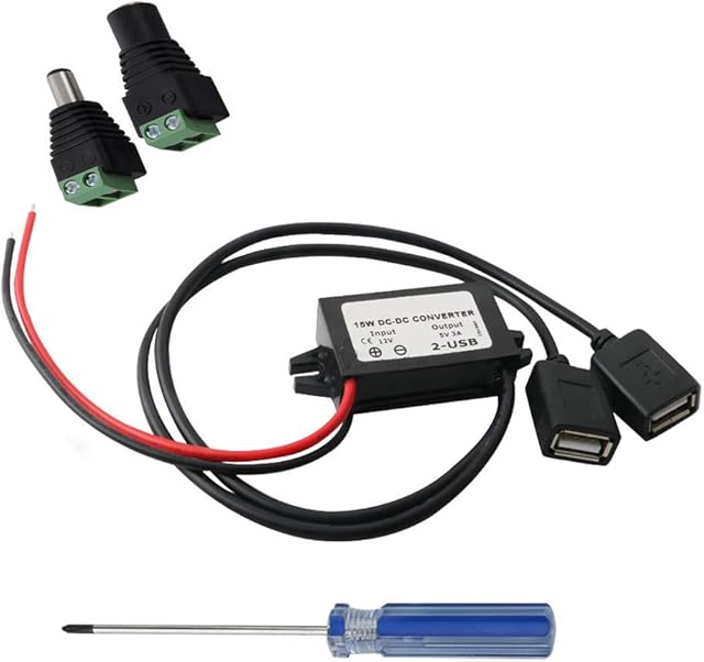 RUNCCI-YUN Car Power Converter DC 12V to 5V/ 3A Voltage Converter with Dual USB Adapter Connectors