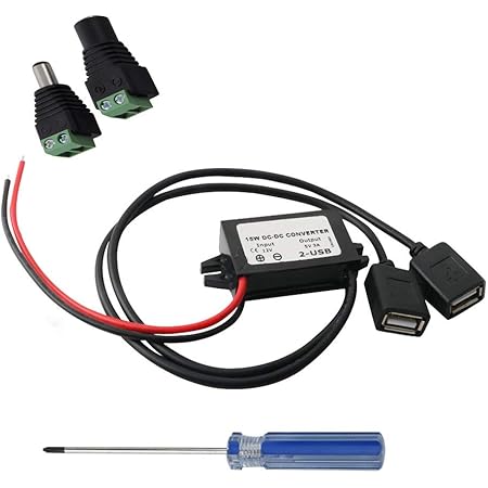 RUNCCI-YUN Power Step-down Transformer Buck Converter Voltage Regulator DC 12V bis 5V 3A Spannungswandler mit Dual USB für Auto Vehicle Motorrad Motor Audio Radio