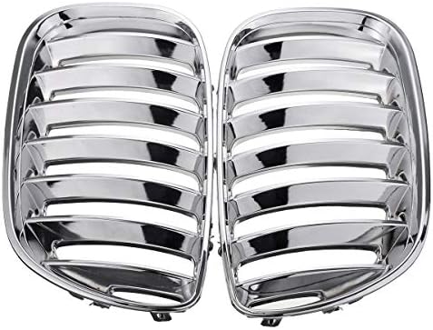 Oneuda Pair Chrome Front Hood Kidney Grills Grille for BMW X5 E53 2004 2005 2006 Front Bumper Grille Car Styling
