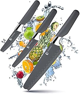 Taylors Eye Witness 3pc Kitchen Knife Gift Set Shield Range of Knives Designed with Safety in Mind. Unique Rounded Protection with Small Utility Point. Razor Steel Blade. Fibre Grip Handle