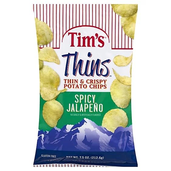 GenericTims Cascade Thins Jalapeno Thin and Crispy Potato Chips- 7.5 Oz (Pack of 4)