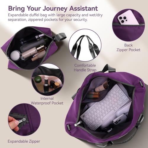 Image of Hoteel Luggage Sets 3 Piece, 4-Yr Warranty Durable Suitcase Dual-Spinner Wheel TSA Lock, Lightweight Travel Hardshell ABS Carry on Luggage for Men&Women, Royal Purple(20in /DB /TB)