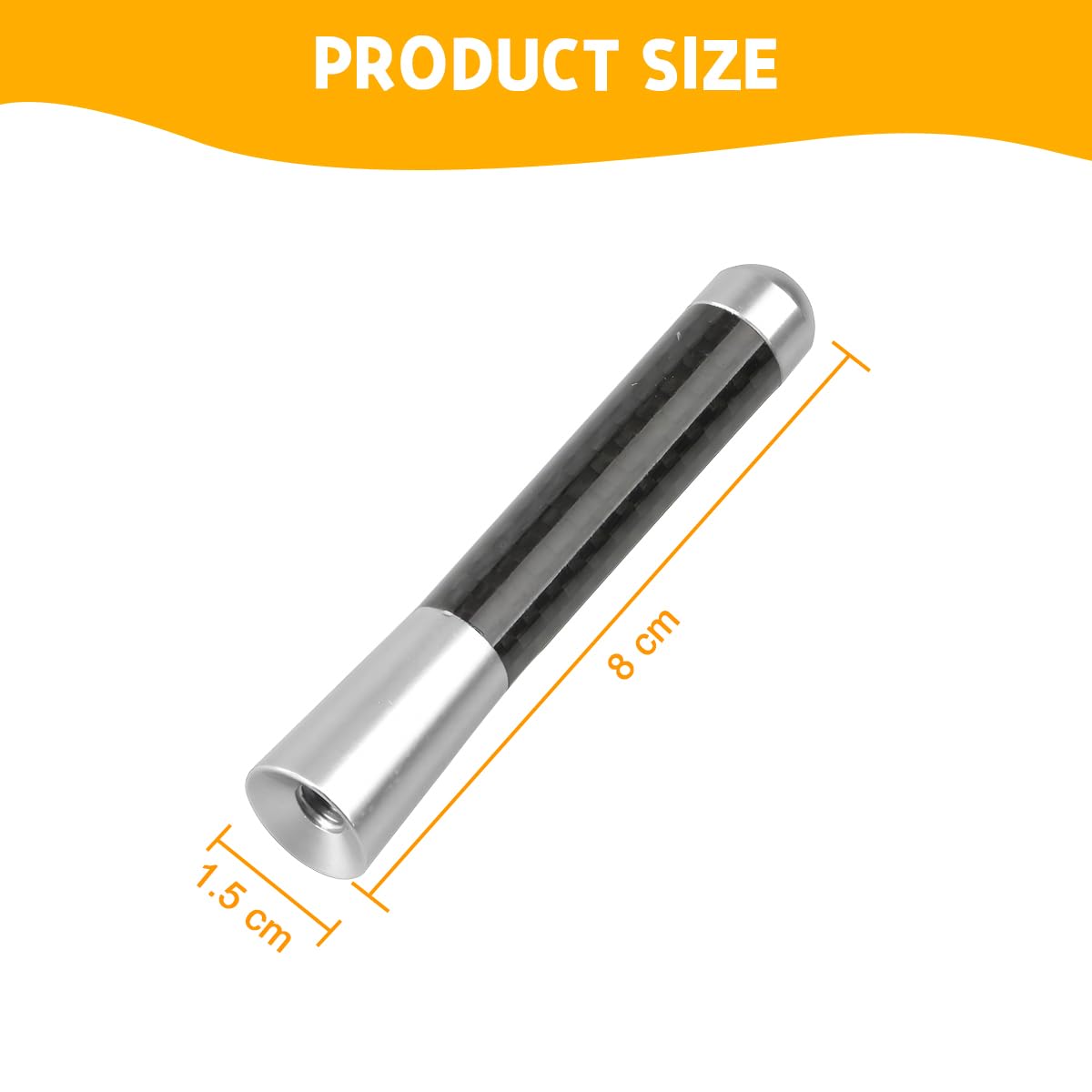 Antenna Per Auto In Lega Di Alluminio E Fibra Di Carbonio - Corta E Decorativa | Ricezione AM/FM | Colore Argento - Foto 10