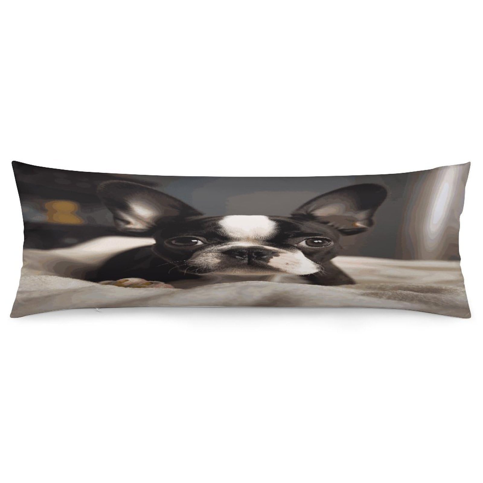 Body Pillow Pillowcase 19x53 Inch Cute Boston Terrier Print Body Pillow Cover with Hide Zipper Super Soft Cozy Long Pillow Case Rectangle Long Body Lumbar Cushion Case for Bedroom