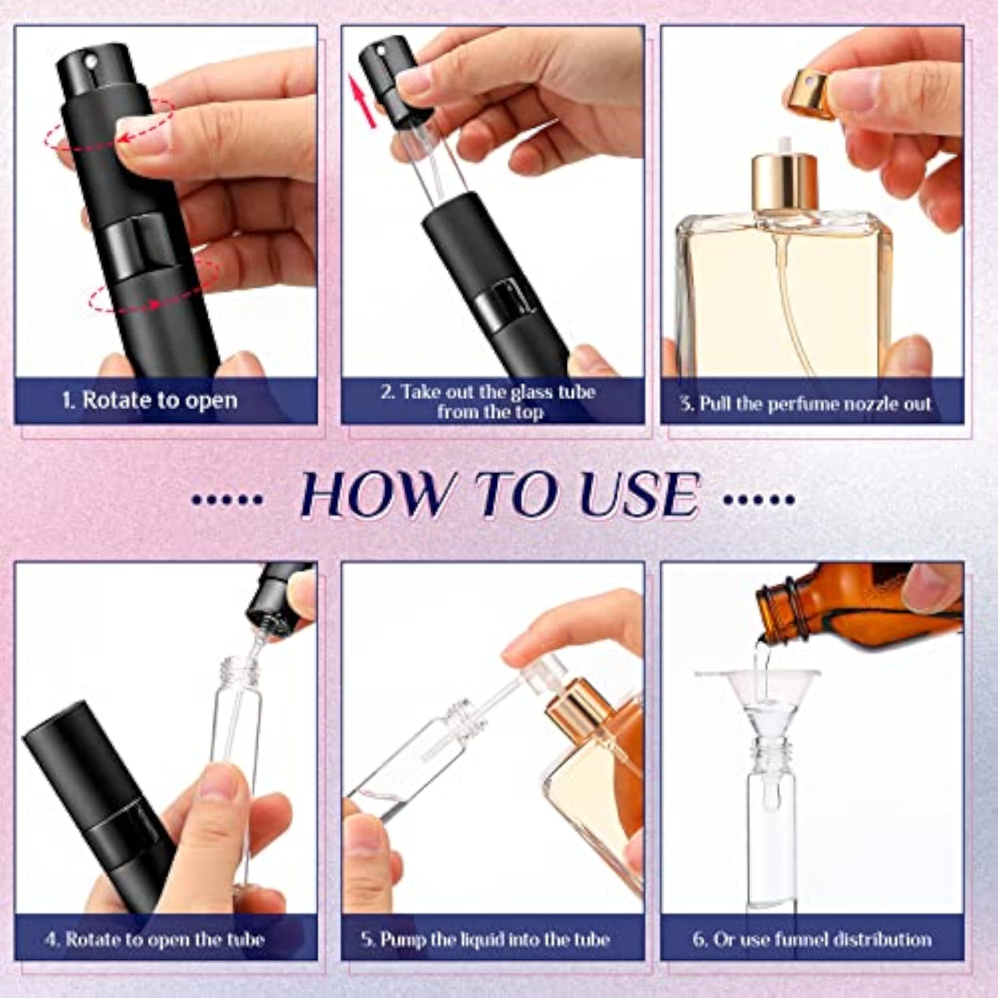 15 Pcs Refillable Small Perfume Atomizer Spray Bottles, Travel Set