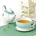 Jusalpha Bone China Blue Teapot and Server Set for One, Teapot Cup and Saucer Set (Teapot Set 04)