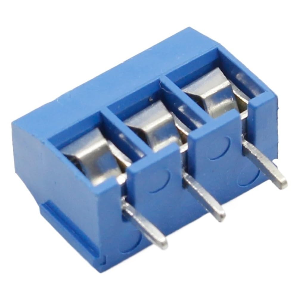 100PCS/Lot KF301-2P KF301-3P KF301-5.0-3P KF301 Screw 3Pin 5.0mm Straight Pin PCB Screw Terminal Block Connector Blue and Green(Blue,3P)