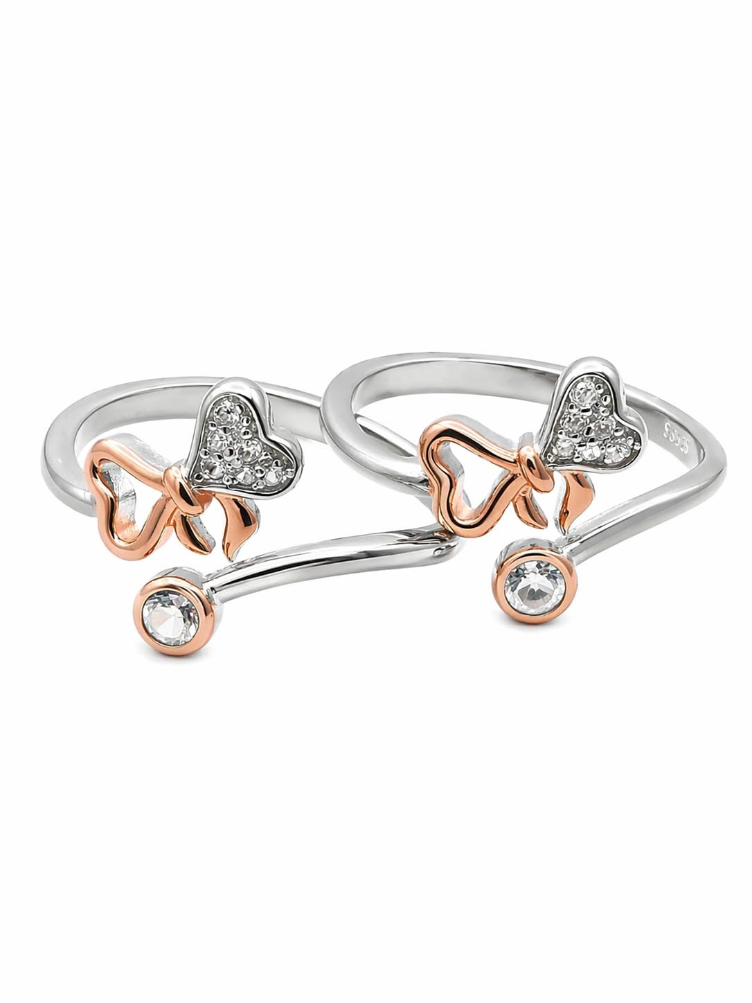Pure 925 Sterling Silver Butterfly Toe Ring for women and Girls | Cubic Zirconia | Rose Gold Finish | Adjustable for Women