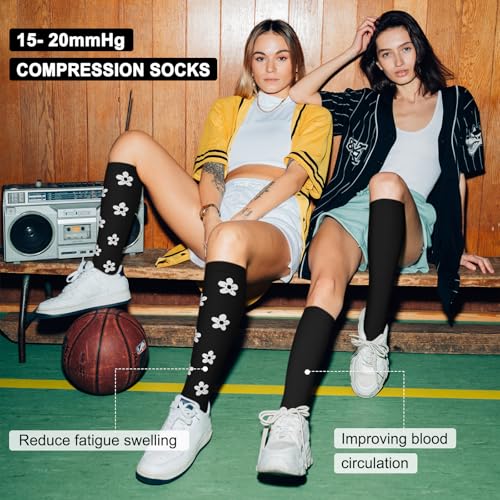 Image of Iseasoo 4 Pairs Compression Socks for Women Circulation-Best Support for Nurses,Running,Athletic,Travel