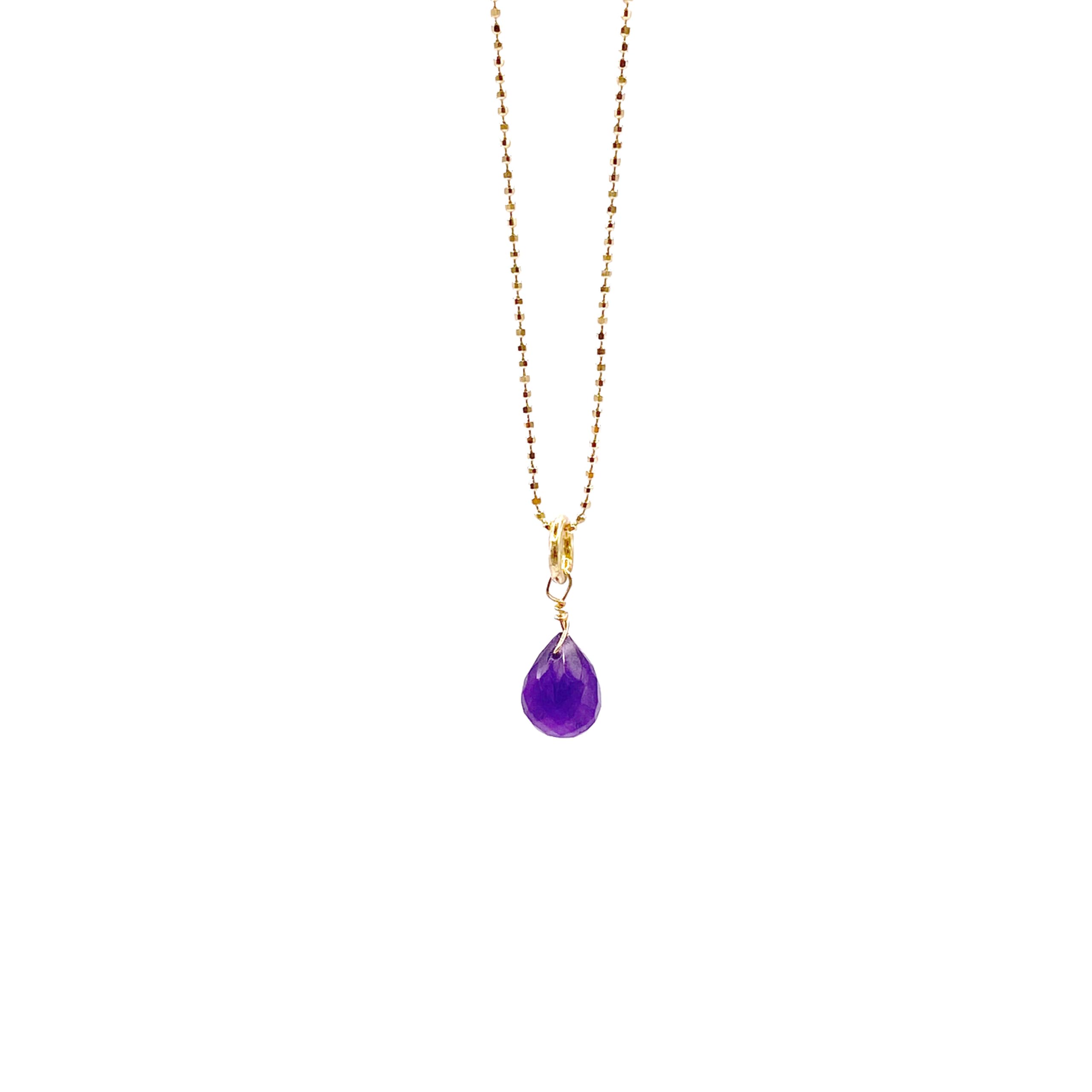 Generisch Amethyst Halskette Gold, Februar Geburtsstein Kette Damen, zierlicher Sommer Kristall Schmuck, Lila Stein Anhänger, Heilstein Wirkung