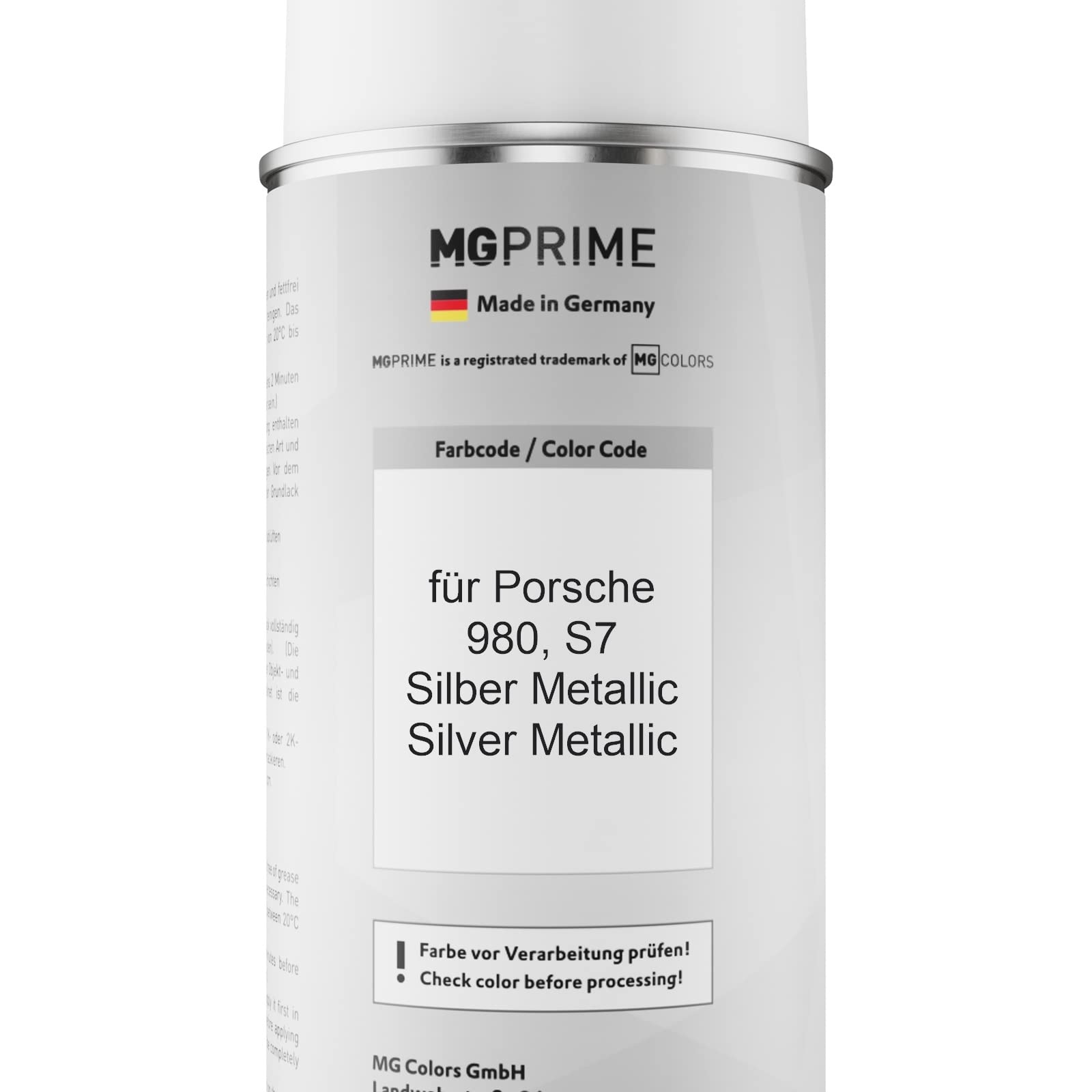 MG PRIME Autolack Set Spraydose für Porsche 980 / S7 Silber Metallic +2K