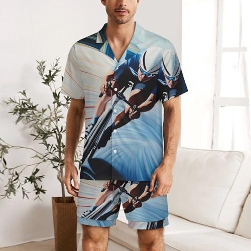 Racing Riding Mens Pajamas Set Short Sleeve Sleepwear Summer Pjs Sets 2 Piece Loungewear Nightwear2