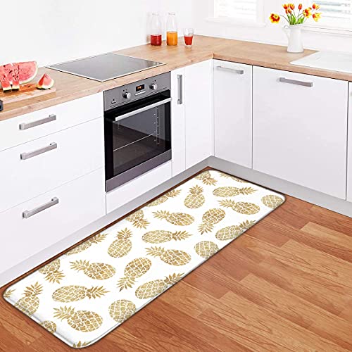 Gold Pineapple Clipart White Background Kitchen Floor Mat Dry Fast Rug Doormats Outdoor Indoor Printted Floormat