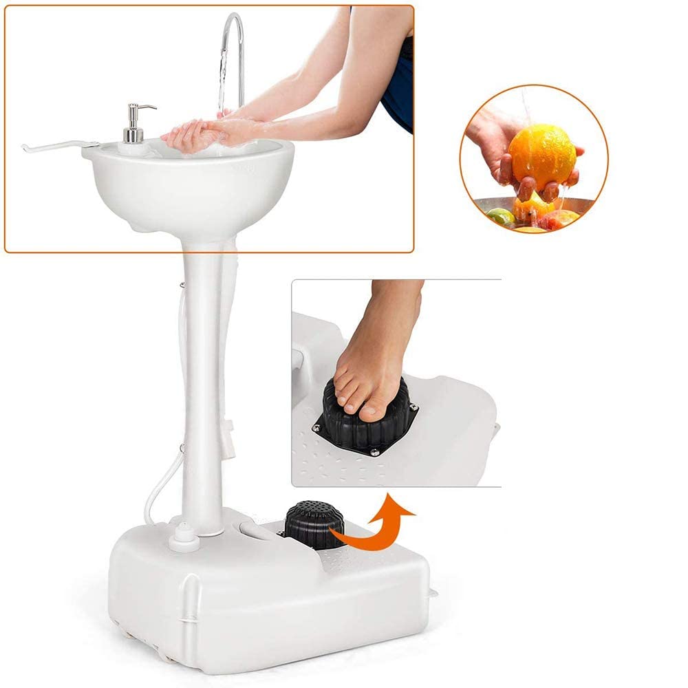 Amazon.co.jp: ポータブル洗面台シンク 手洗い台 タンク ポンプ 足踏み 