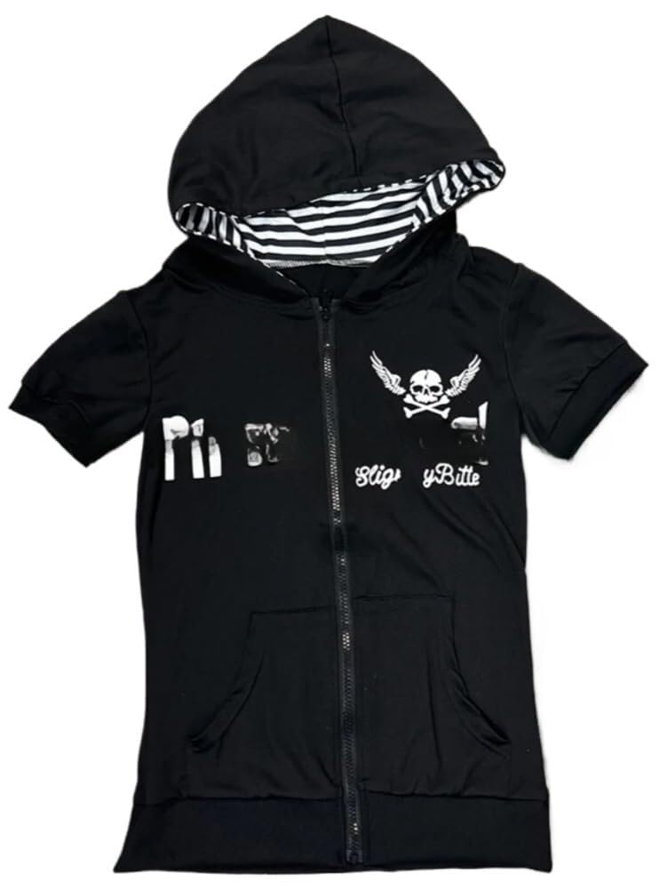 Cynefoa Womens Y2K Zip Up Graphic Hoodies Gothic Punk Skull Sweatshirt Casual Retro Dark Aesthetic Grunge Streetwear Emo Clothes 2025(Small) Black