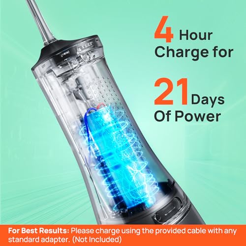 Image of Operan Water Picks, 4 Modes Travel Water Flosser Kit with 4 Tips, 300ml Portable Cordless Water Flosser for Teeth and Braces Care, Black, 1 Pack