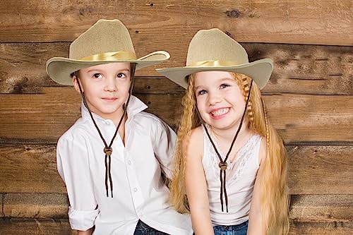 Image of The Dreidel Company Cowboy Felt Western Hat, 22 inch Circumference Dress Up Costume Clothes for Kids, Pretend Play, Party Favors