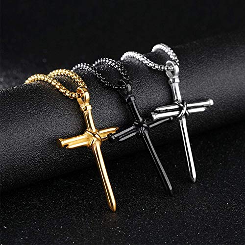 Muerdou Cross Necklace For Men Cross Pendant Strength Bible Verse Stainless Steel Necklace #TOP6