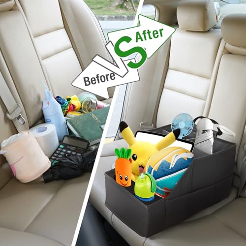 Image of MULISOFT Car Seat Organizer- Backseat Car Organizer with 12 Storages Compartments and 2 Cup Holders, Organizers and Storage, Front Seat for Travel Kids,Black