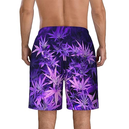 Purple Weed Marijuana Leaf Mens Swim Trunks Quick Dry Swim Shorts Swimwear Bathing Suits with Pockets4