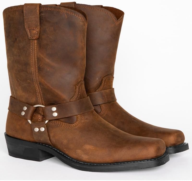 Men's Western Boots Leather Embroidered Cowboy Boots for Men Composite Safety Toe Country Boots Mid Calf Boot Work Boot