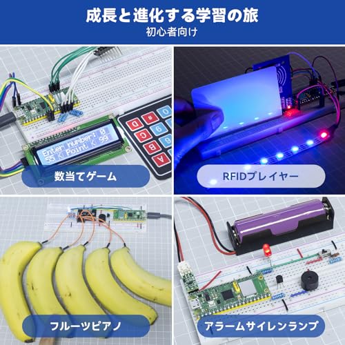 SunFounder Raspberry Pi Pico W アルティメット スターターキット – オンラインチュートリアル付き、RoHS 準拠、450+ アイテム、117 プロジェクト、MicroPython、C/C++（Arduino IDE 対応）、オンラインチュートリアル(日本語)