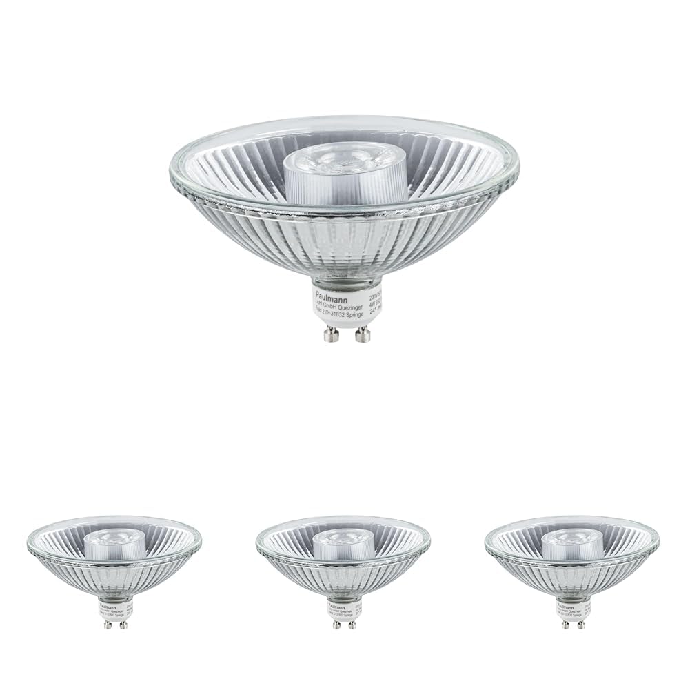 Paulmann 28901 LED Lampe Reflektor QPAR111 6,5 W dimmbar Warmweiß Silber Leuchtmittel Beleuchtungssystem 2700 K GU10 (Packung mit 4)