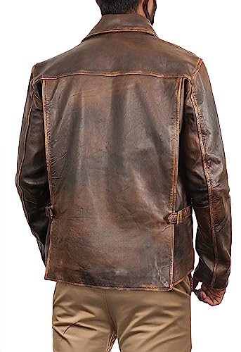 Image of Men Vintage Style Distressed Premium Lambskin Leather Jacket | Black Motorcycle Genuine Cafe Racer Biker Coat