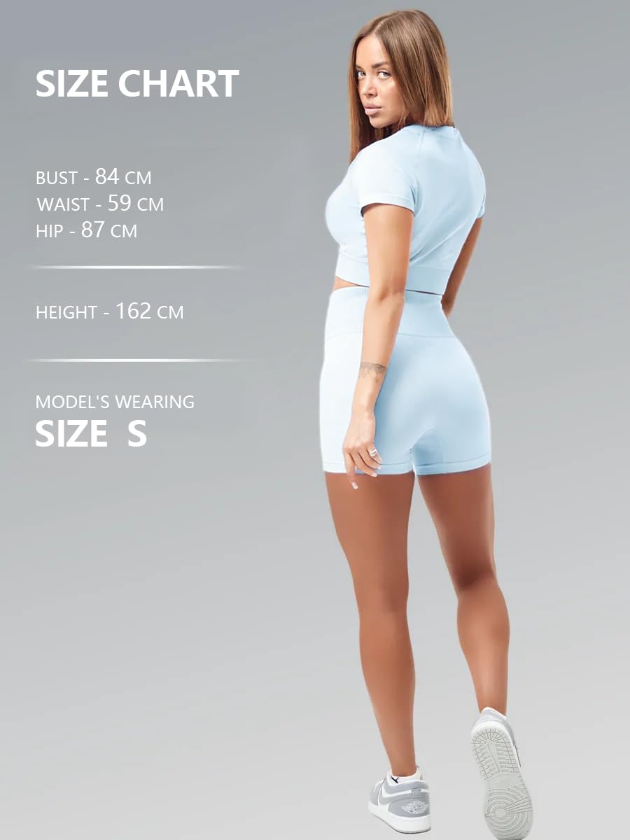 Ensembles D'entraînement pour Femmes Top Court Sans Coutures 2 Pièce Short Taille Haute Tenues Décontractées Yoga Fitness Gym