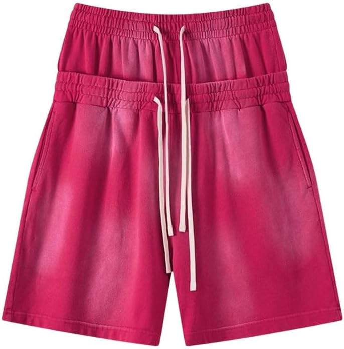 Men Women Summer Vintage Monkey Washed Double Waist Loose Shorts