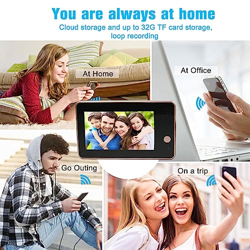 CUDDIKAJI Campainha de vídeo Visor de olho mágico Segurança doméstica Intercomunicador visual Áudio