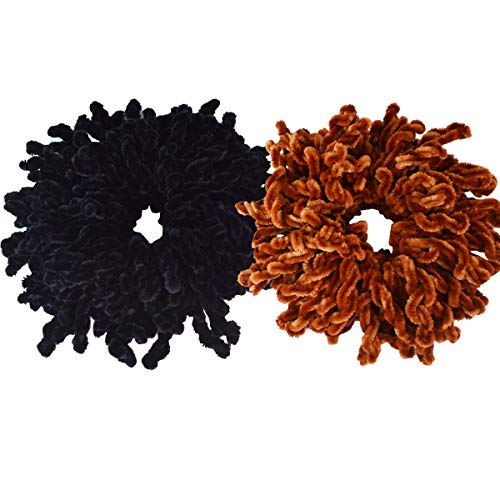 Sankuwen 2 Pack Volumizar Scrunchie Big Hair Tie Bun Volumizing Headwear Hair Accessories Big Scrunchies,Black & Brown