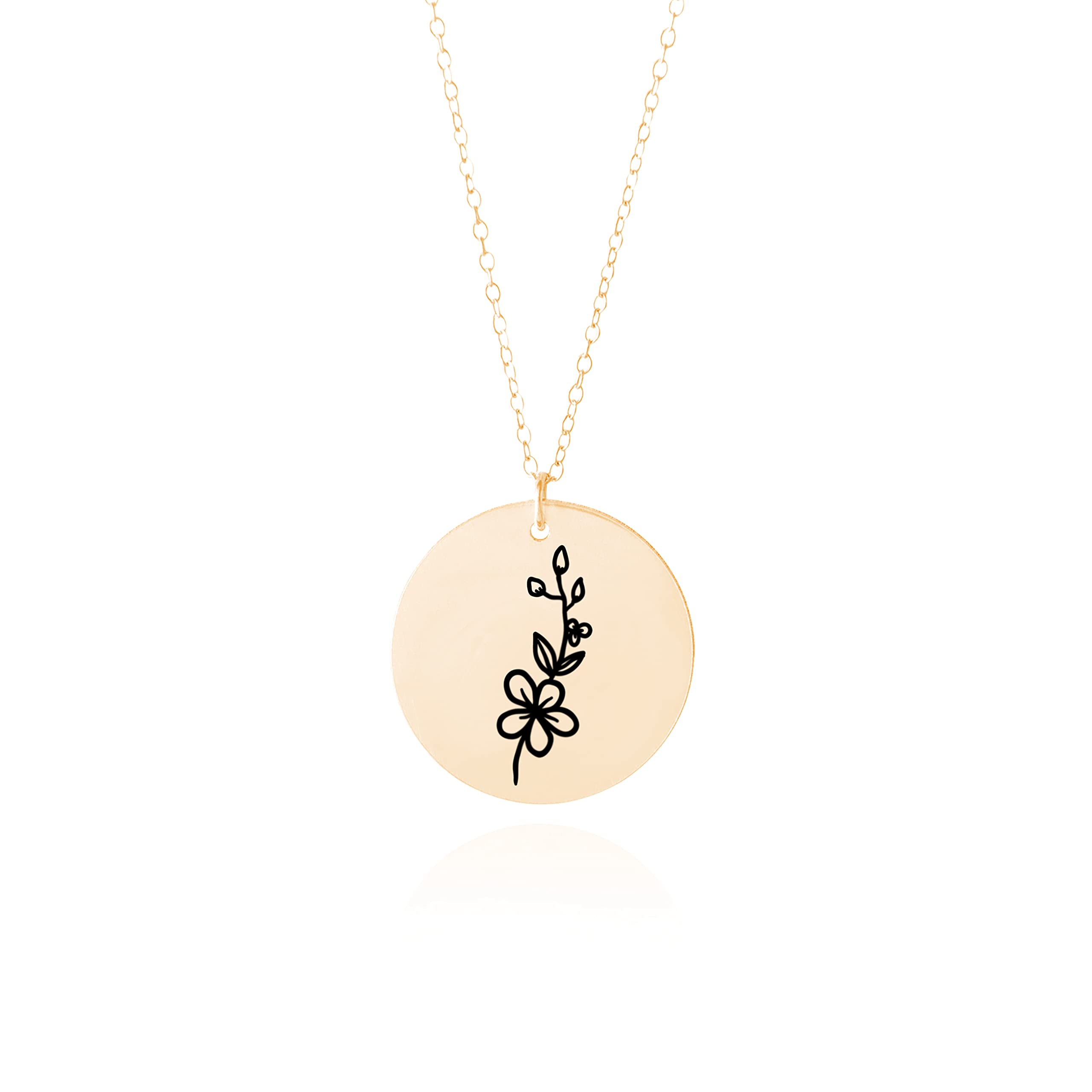 Sincerely Silver - Birth Flower Necklace in 925 Sterling Silver, Gold, Rose Gold Pendant - Birthday Month - Girl Wildflower Jewelry for Her