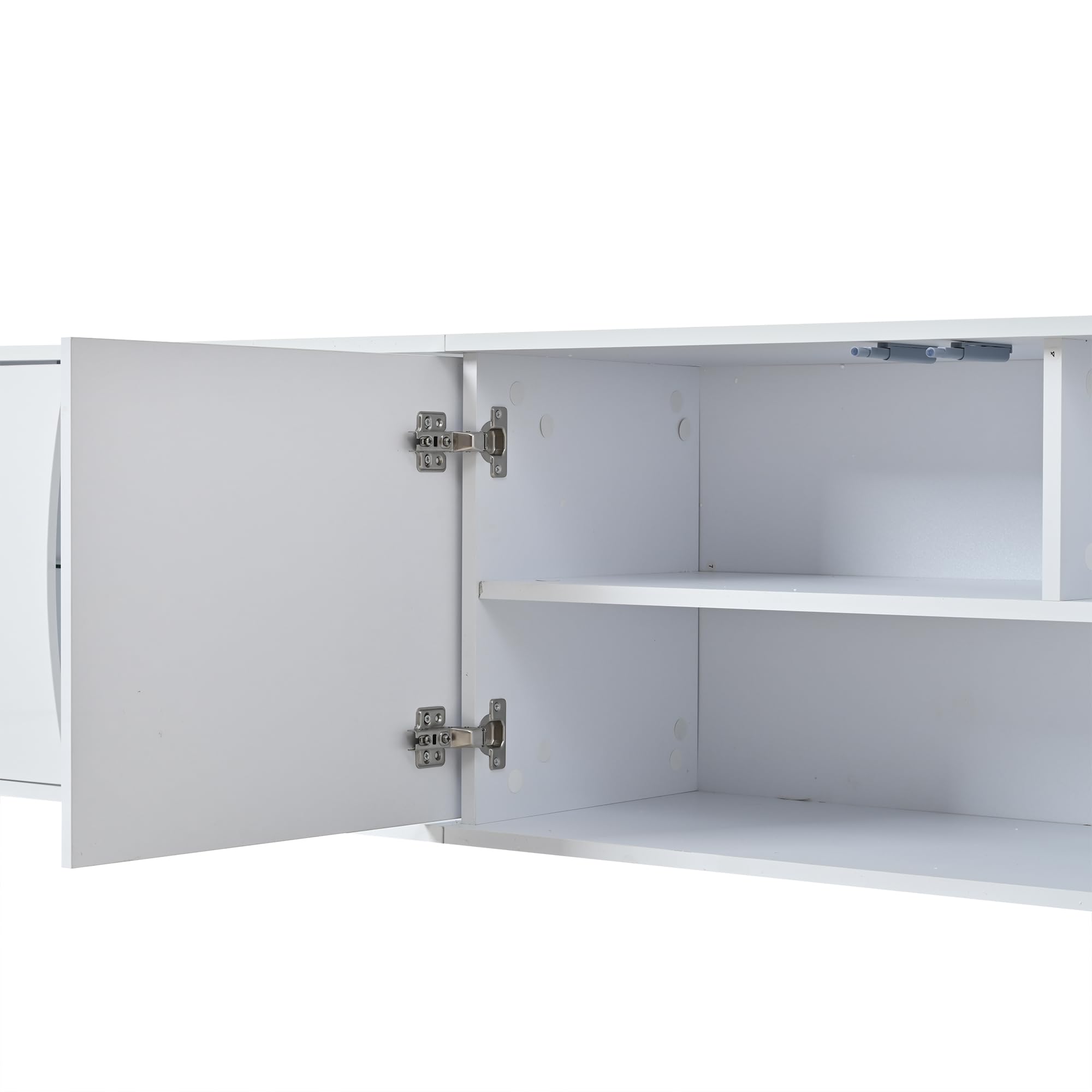 BTM 180x40x45cm TV-Schrank, lowboard Mit 3 Schranktüren, Schrank aus gehärtetem Glas,Hochwertiger Entertainment-TV-Schrank mit LEDs,Stand-TV-Ständer, geeignet für 80-Zoll-Fernseher