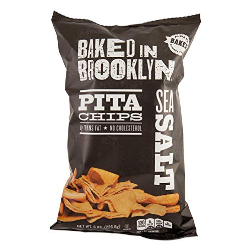 Baked in Brooklyn Pita Chips, Sea Salt, 8 OZ (Pack of 4)