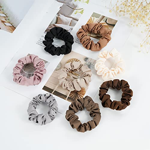 (8 Stück) Lolalet Haargummis Seide Scrunchies für Damen, Premium Satin Haargummis, Weiche Elastische Silk Pferdeschwanzhalter für Damen Frauen Mädchen Haarschmuck 8 Farben -Stil A