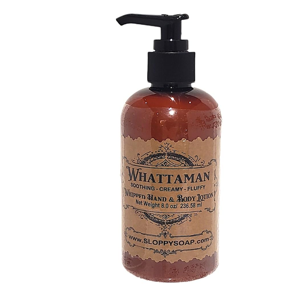 SLOPPYSOAP Whattaman Whipped Hand & Body Lotion, 8.5 oz, Soothing Creamy Moisturizer with Coconut Oil and Shea Butter